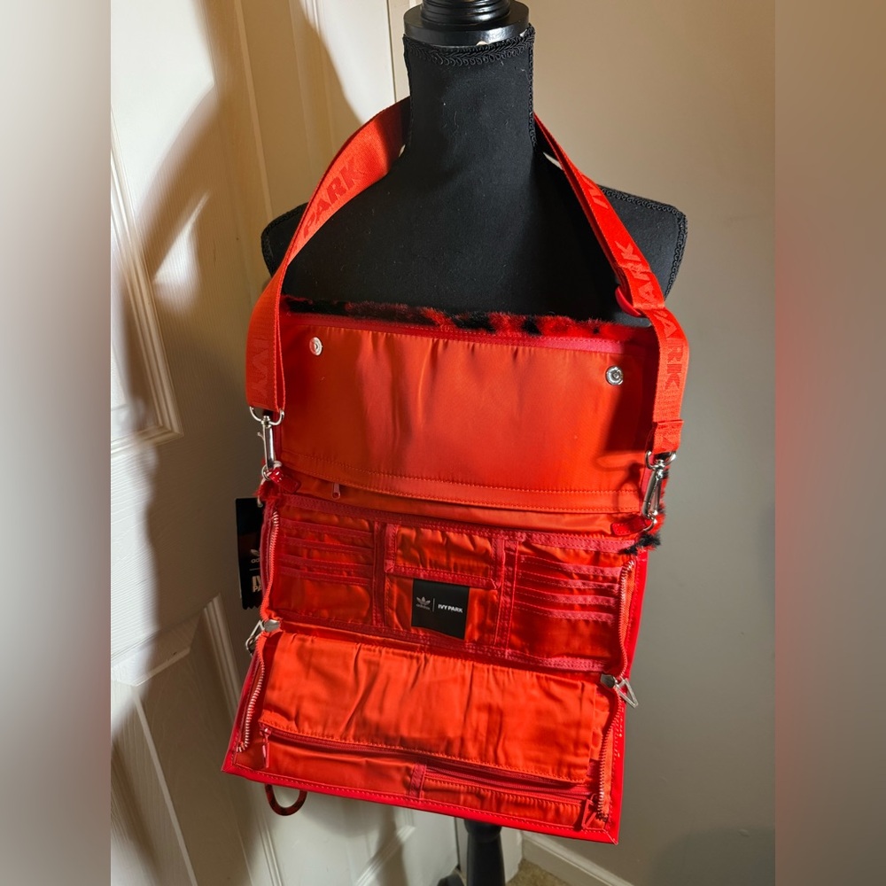 adidas x IVY PARK Red Faux Fur Crossbody Bag Adjustable Strap NWT - Picture 3 of 3